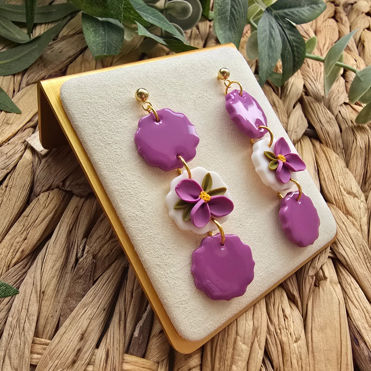The Essentials Collection - Floral Tiered Earrings - Mauve