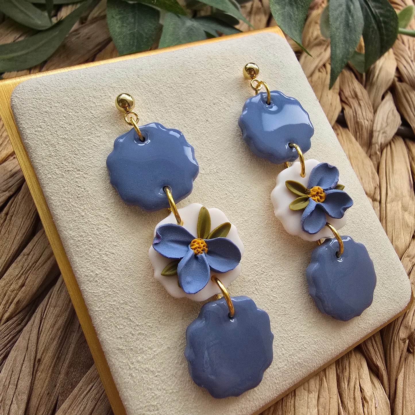The Essentials Collection - Floral Tiered Earrings - Bluestone