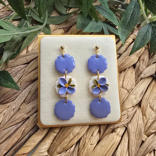 The Essentials Collection - Floral Tiered Earrings - Thistle