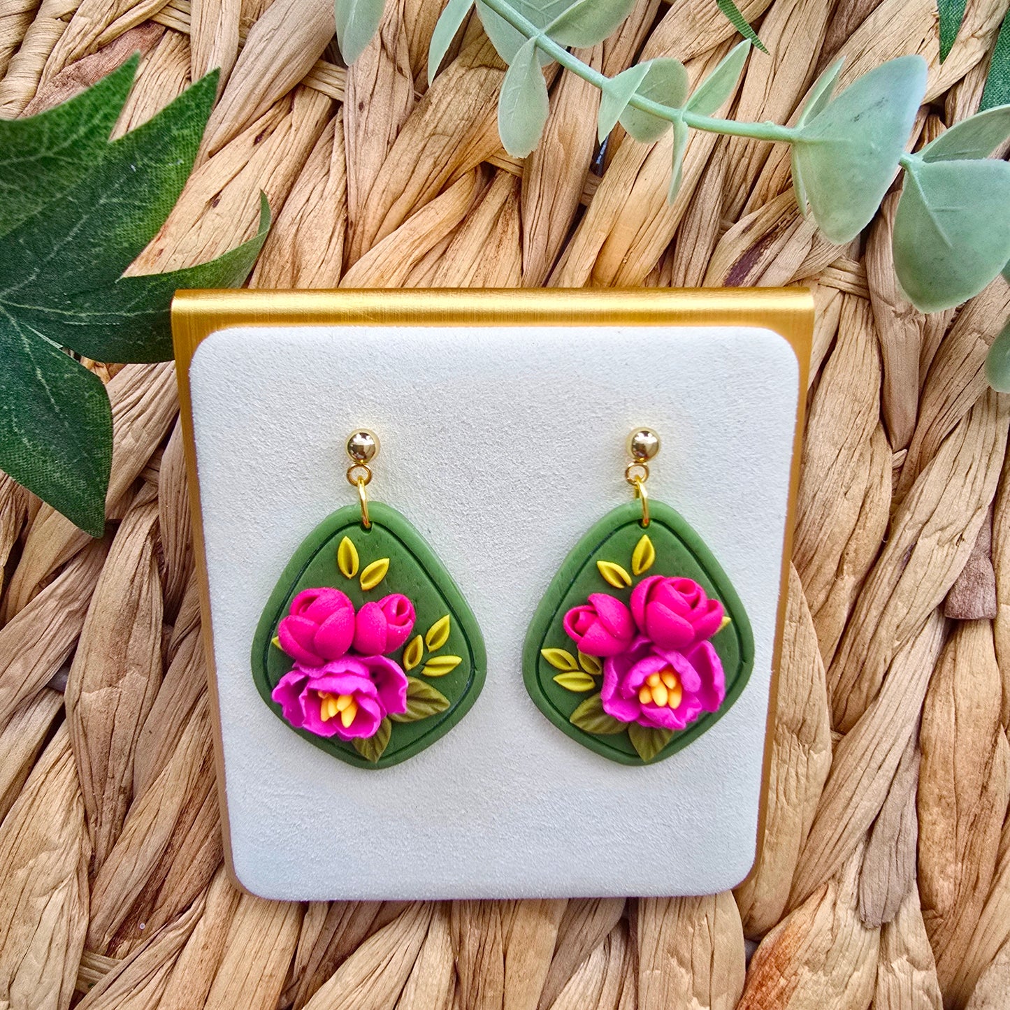 The Peony Collection - Teardrop with Gold Tone Ball Stud