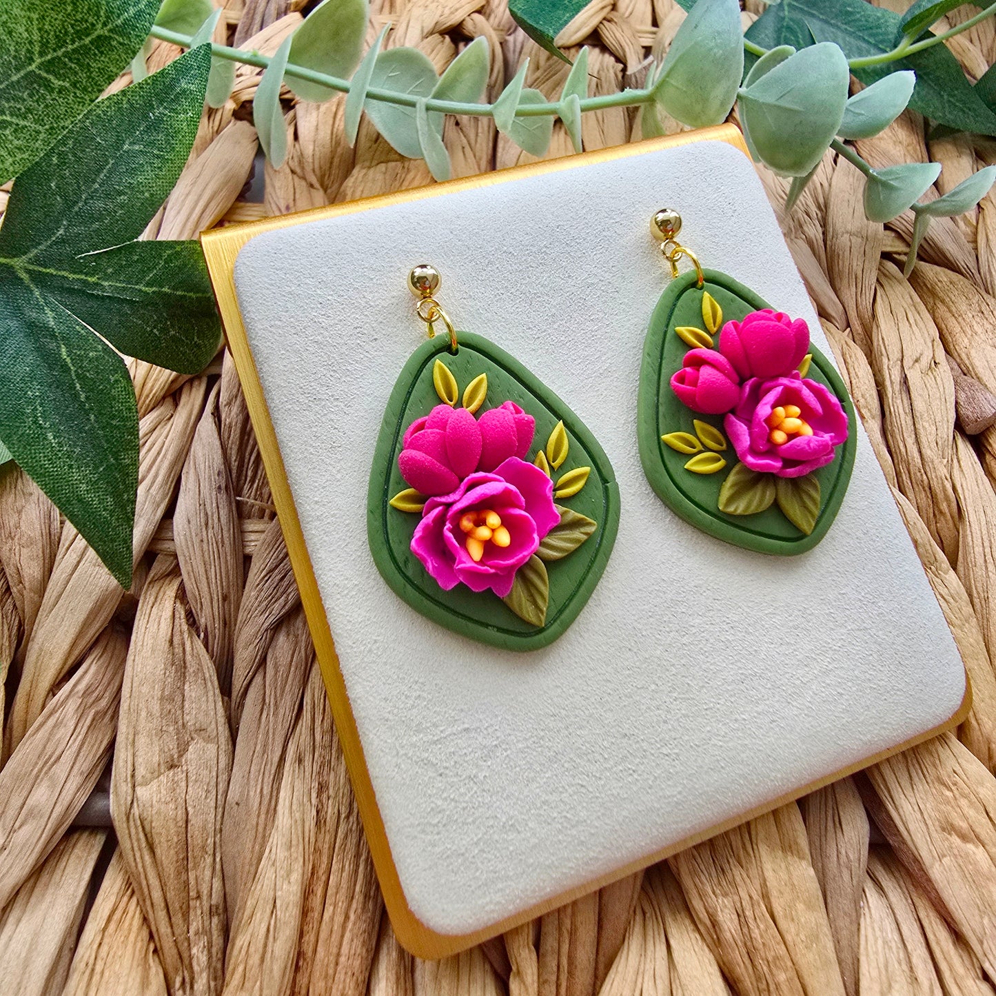 The Peony Collection - Teardrop with Gold Tone Ball Stud
