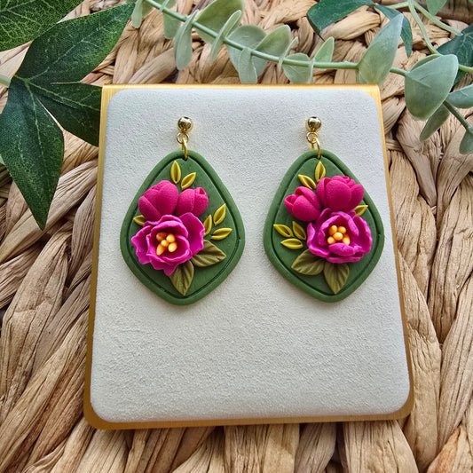 The Peony Collection - Teardrop with Gold Tone Ball Stud